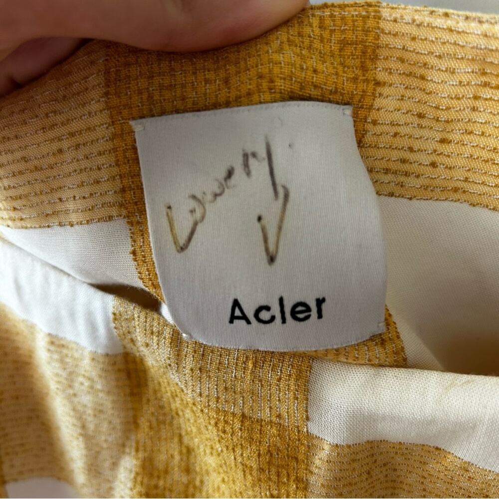 Acler Sutherland Linen Blend Blouse in Canary Yellow Gingham Cottagecore Size 4 - Picture 6 of 8
